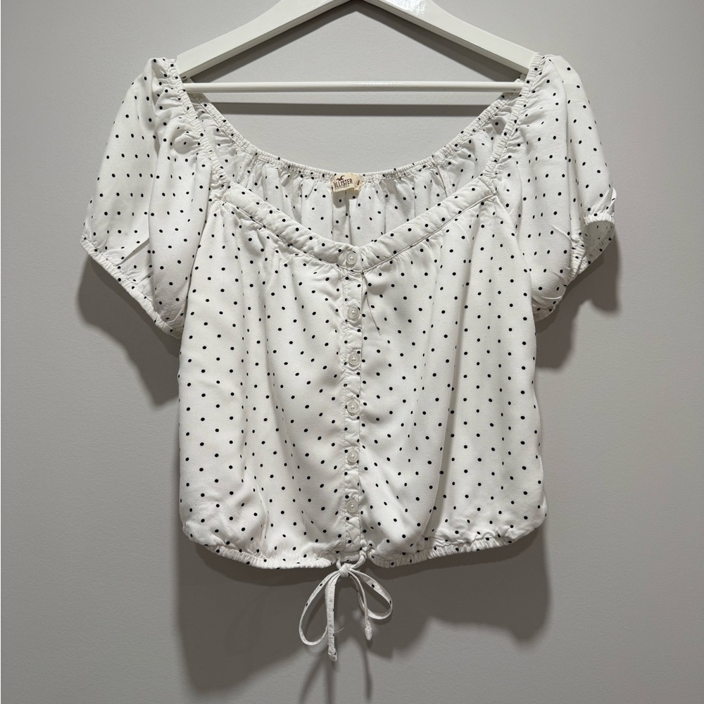 Hollister White Polka Dot Blouse